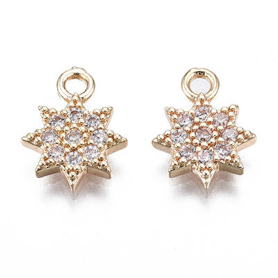 Brass Micro Pave Clear Cubic Zirconia Charms