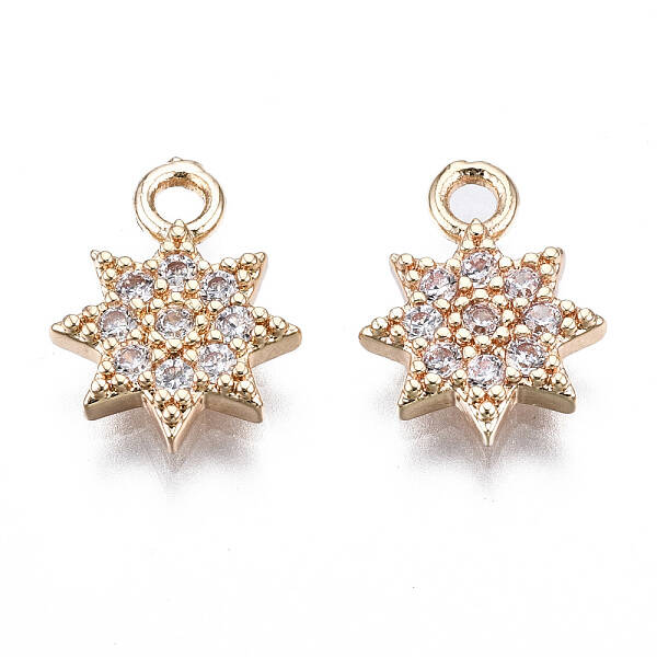 Brass Micro Pave Clear Cubic Zirconia Charms