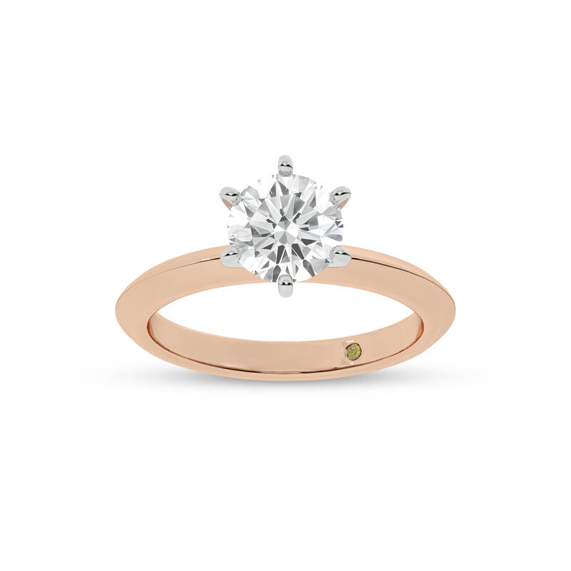 Prism Knife Edged Six Prong Round Lab Grown Solitaire Diamond Ring | 18K Rose Gold 1 CT. TW.