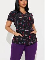 Women's Heart Print V Neck Tee, Casual Short Sleeve T-shirt for Summer, Ladies Clothes for Daily Wear, Womenswear