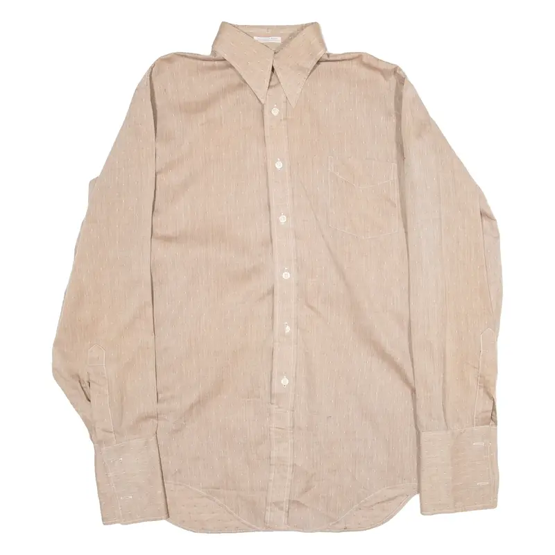 ENRO Mens Plain Shirt Brown Long Sleeve M