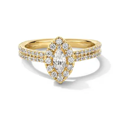 14K Gold 0.75 to 3.25 CT. T.W Marquise Shaped Lab Created Diamond Engagement Ring D VS1-VVS1 Clarity 3EX IGI Certified