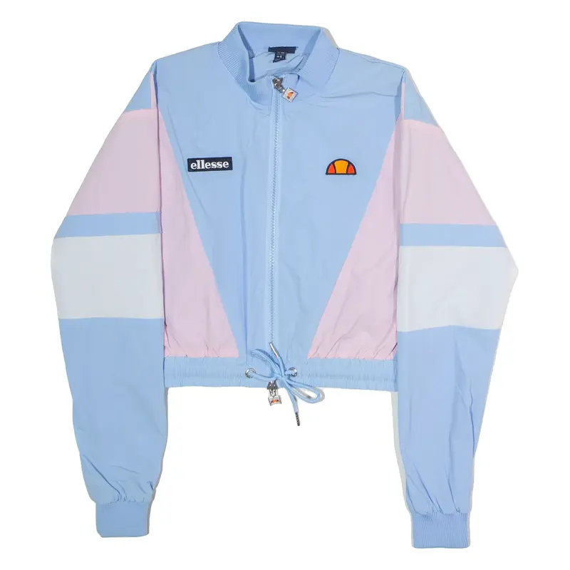 ELLESSE Cropped Womens Windbreaker Jacket Blue Colourblock UK 10