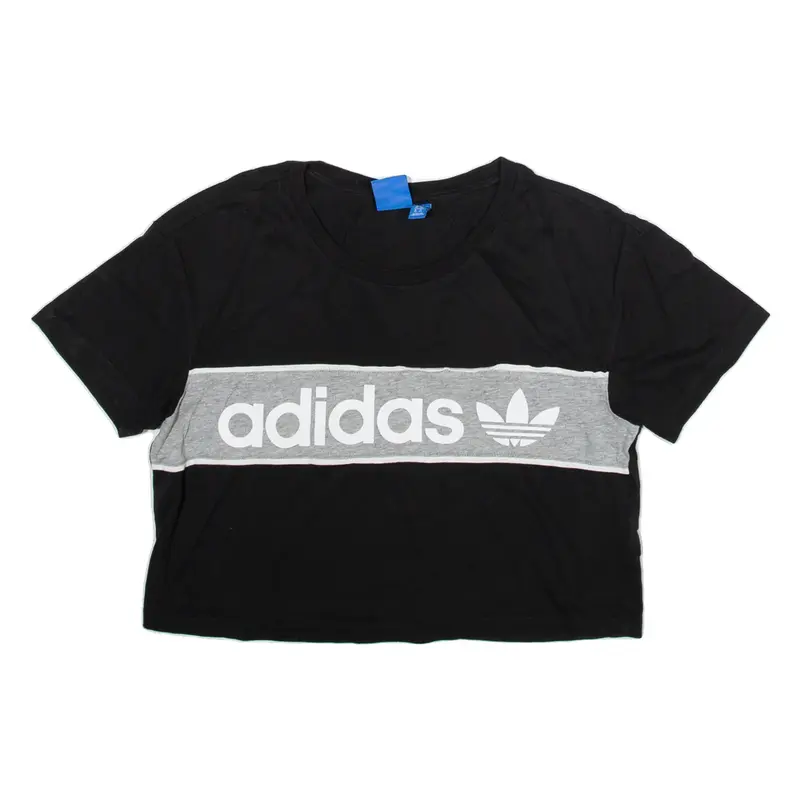 ADIDAS Cropped Womens T-Shirt Black UK 10