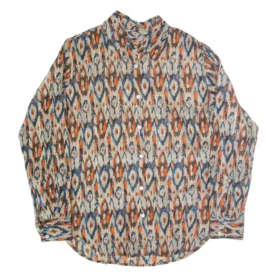 Shirt Orange Crazy Pattern Long Sleeve Womens M