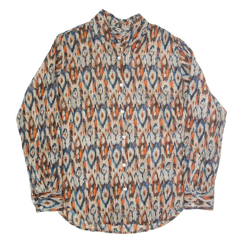 Shirt Orange Crazy Pattern Long Sleeve Womens M