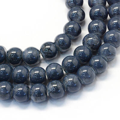Baking Painted Glass Round Bead Strands