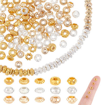 120Pcs 15 Styles Zinc Alloy Spacer Beads