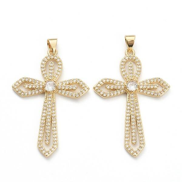 Brass Micro Pave Clear Cubic Zirconia Pendants