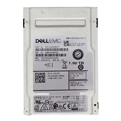 6K35K Dell 1.92TB 2.5-inch 24GB/s SAS Read-Intensive (512e) ISE Hot-Pluggable Solid State Drive for PowerEdge G14 - G16 Serve...