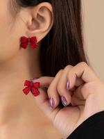 Women's Elegant Bowknot Design Stud Earrings, 1 Pair Trendy Cute Stud Earrings, Chic Gorgeous Jewelry As Gift for Girlfriend ...