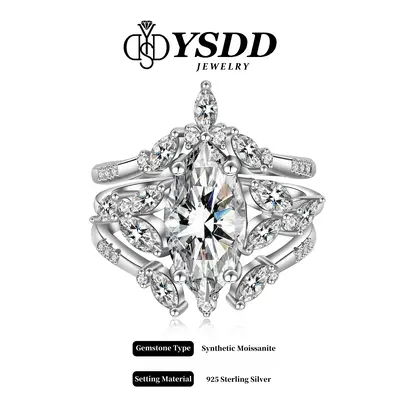 ă#344 Bridal Ringă3CT vvs Synthetic Moissanite Marquise Bridal Set Rings in 925 Sterling Silver Gift for her