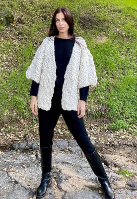 flammé baby alpaca cardigan - natural | Size: one size