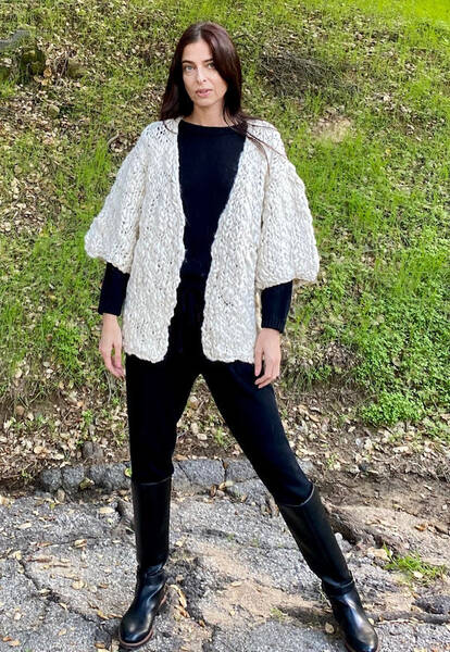 flammé baby alpaca cardigan - natural | Size: one size