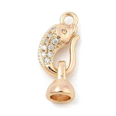 Brass Micro Pave Clear Cubic Zirconia Hook and S-hook Clasps