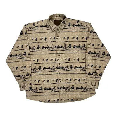 North River Graphic Patterned Shirt - XL Beige Cotton