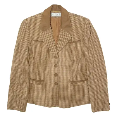 WEINBERG Womens Blazer Jacket Brown Wool 90s Houndstooth L