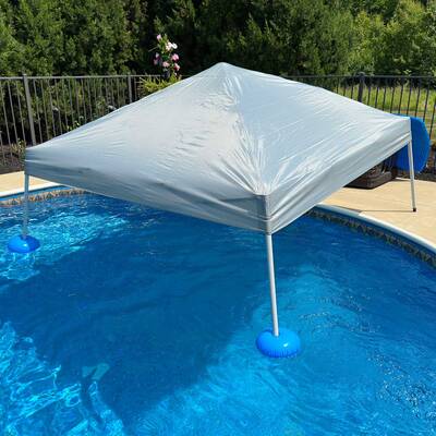 SUNJOY 10x10 Floating Pool Gazebo with PVC Floats and Carry Bag - Gray