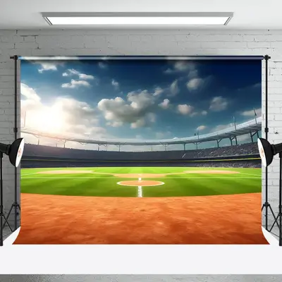 Aperturee Blue Cloud Sky Athletic Field Sport Photo Backdrop