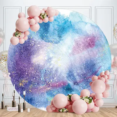 Aperturee Round Starry Sky Oil Painting Happy Birthday Backdrop | Round Party Backdrop | Round Backdrop Stand Covers | Birthd...
