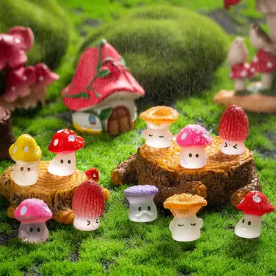 Mini Mushrooms DIY Toy, Cute Resin Tiny Mushrooms Statue Fake Miniature, Fairy Garden Terrarium Accessories, Decor Micro Land...
