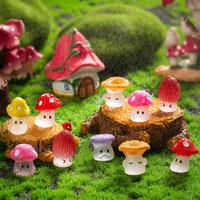 Mini Mushrooms DIY Toy, Cute Resin Tiny Mushrooms Statue Fake Miniature, Fairy Garden Terrarium Accessories, Decor Micro Land...