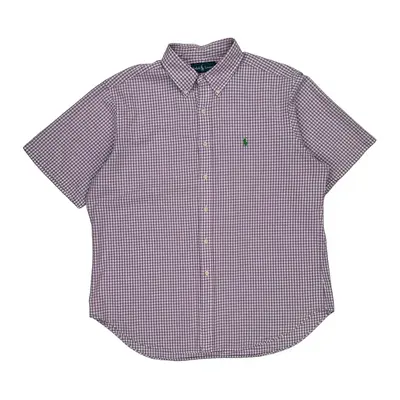 Ralph Lauren Checked Short Sleeve Shirt - XL Purple Cotton