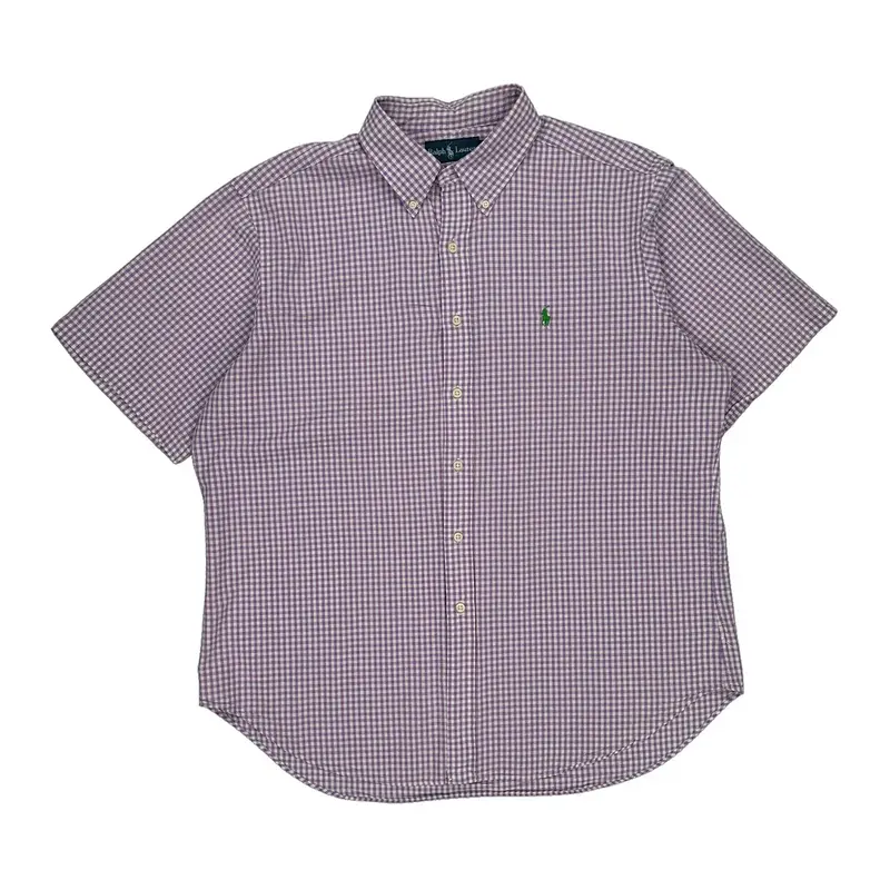 Ralph Lauren Checked Short Sleeve Shirt - XL Purple Cotton