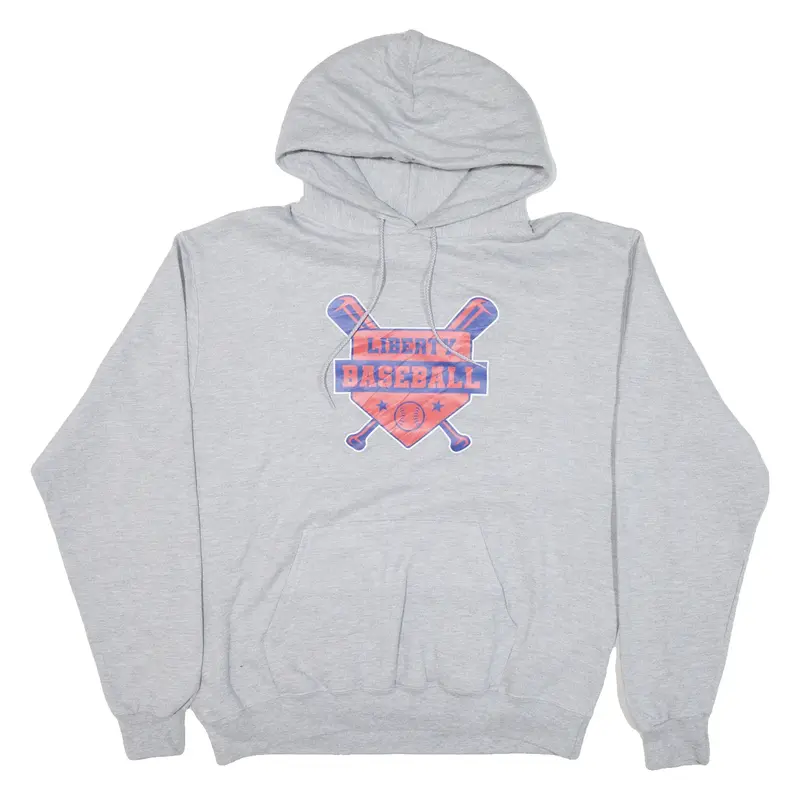 CHAMPION Liberty Baseball Mens Grey Hoodie USA L