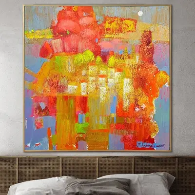 Extra Large Abstract Blue And Orange Paintings On Canvas Original Textured Painting Modern Wall Art OIl Painting | FLOWER OF ...
