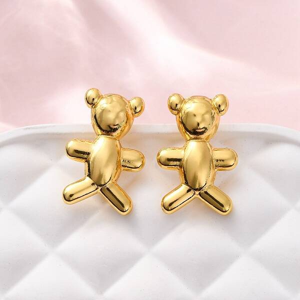 Bear Brass Stud Earrings