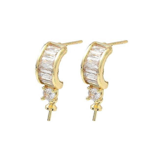 Brass Pave Clear Cubic Zirconia Stud Earring Findings