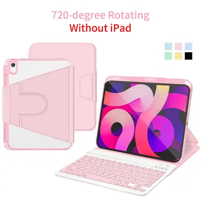 Tablet Keyboard Case with Pen Holder, 1 Count Detachable Wireless Keyboard Leather Cover Case, Stand Folio Keyboard Cover fo...