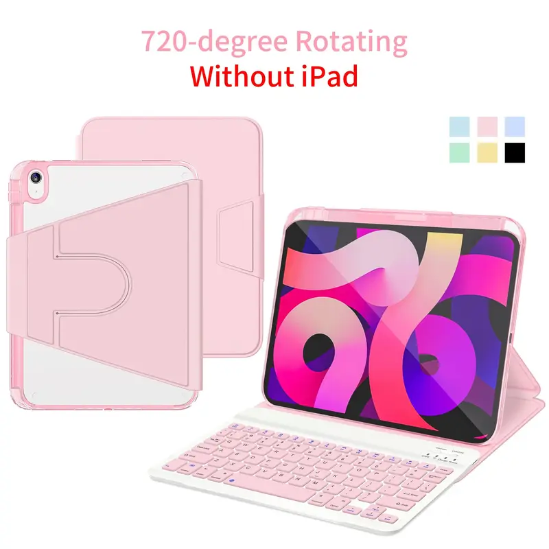 Tablet Keyboard Case with Pen Holder, 1 Count Detachable Wireless Keyboard Leather Cover Case, Stand Folio Keyboard Cover fo...