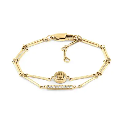 Tommy Hilfiger Bracciale Doppio Placcato Oro Alla Moda Con Cristalli 2781000