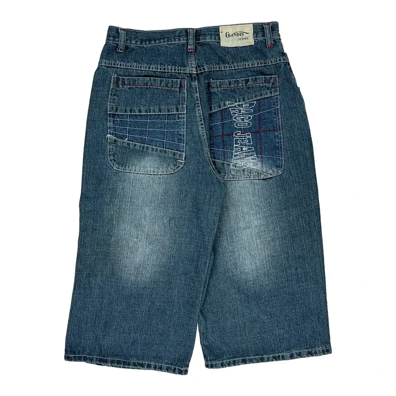 Hip Hop Randis Embroidered Denim Shorts - 30W 18L Blue Cotton