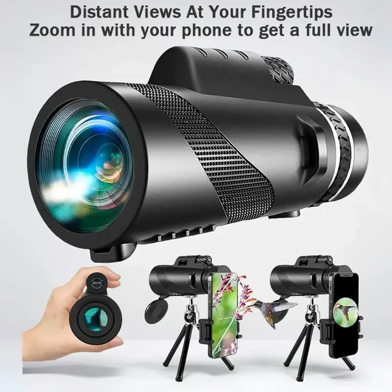 【New Store Great Benefits】2025 Latest 80x100 Monocular Telescope for Cell Phone Photos Outdoor Compact Water-Resistant Co...