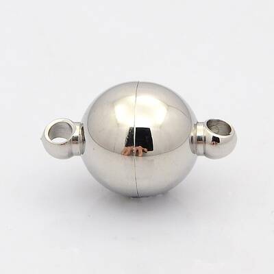 Tarnish Resistant Round 304 Stainless Steel Magnetic Clasps with Loops