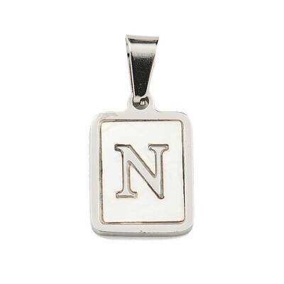 304 Stainless Steel Pave Natural White Shell Pendants