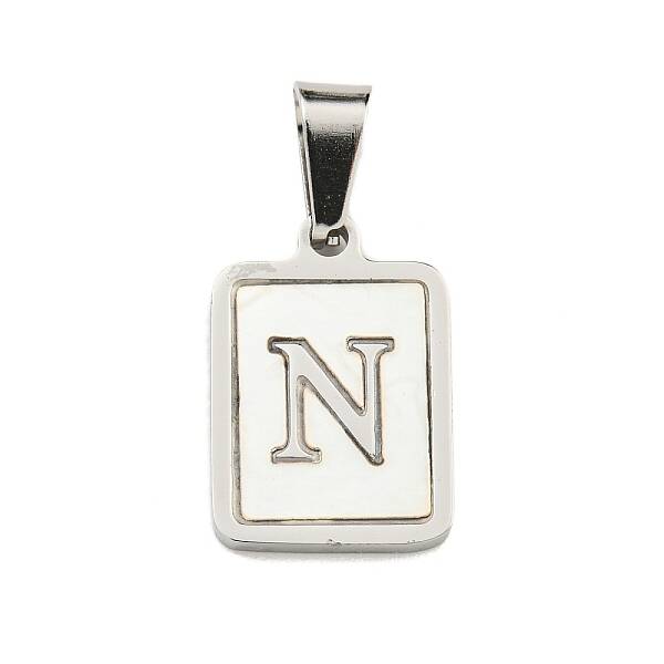304 Stainless Steel Pave Natural White Shell Pendants