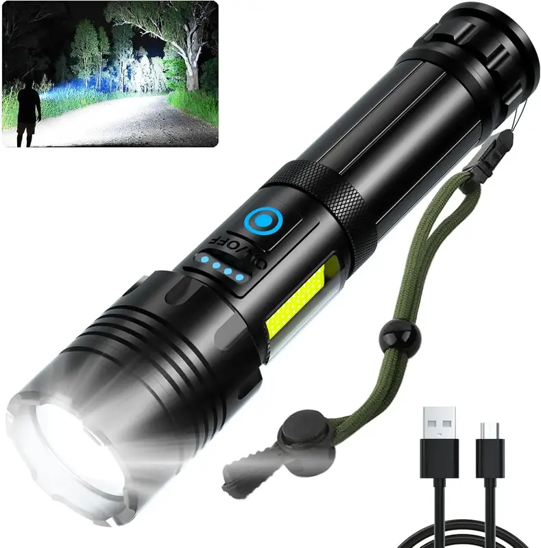 Rechargeable Flashlights High Lumens, 7 Modes LED Flashlight Rechargeable, Adjustable Tactical Flashlights High Powered, Flas...