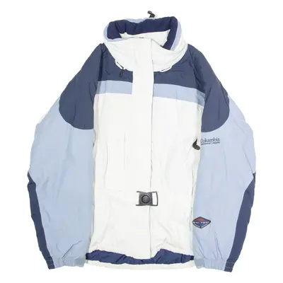 COLUMBIA Insulated Womens Jacket White Hooded Colourblock L