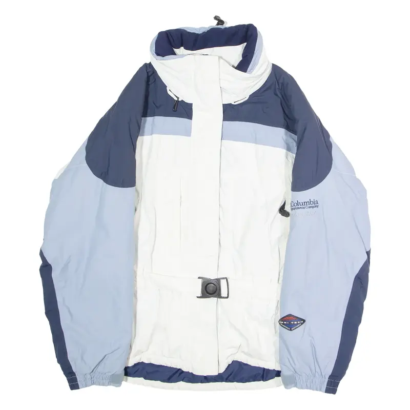 COLUMBIA Insulated Womens Jacket White Hooded Colourblock L