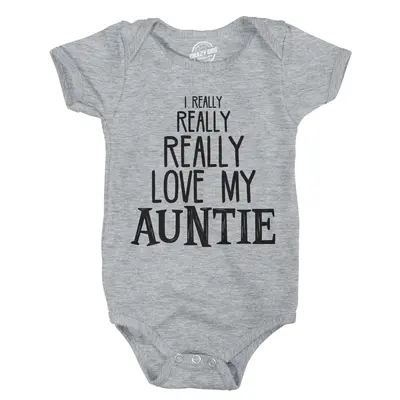 Baby Really Really Love My Auntie Cute Funny Shirt Infant Creeper Gift Aunt Funny Baby Onesies Funny Aunt Onesie Novelty Ones...
