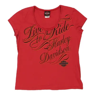 Harley Davidson T-Shirt - XL Red Cotton | Size: x-large
