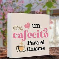 Coffee Heart Pattern Desktop Ornament, 1 Count Square Shape Foam PVC Desktop Ornament, Letter Tabletop Decor for Home Office ...