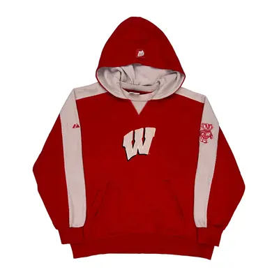 Wisconsin Badgers Majestic Ncaa Hoodie - Large Red Cotton