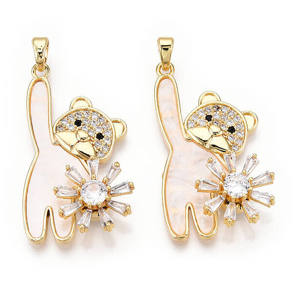 Brass Micro Pave Clear Cubic Zirconia Pendants