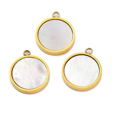 Ion Plating(IP) 304 Stainless Steel Pave Natural Shell Charms