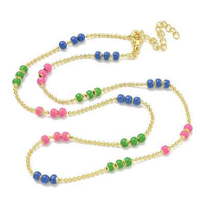 Brass Enamel Link Chain Necklaces